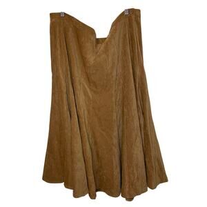 Dress Barn Western Wear Faux Suede Light Brown Midi Flare Skirt Size 24w